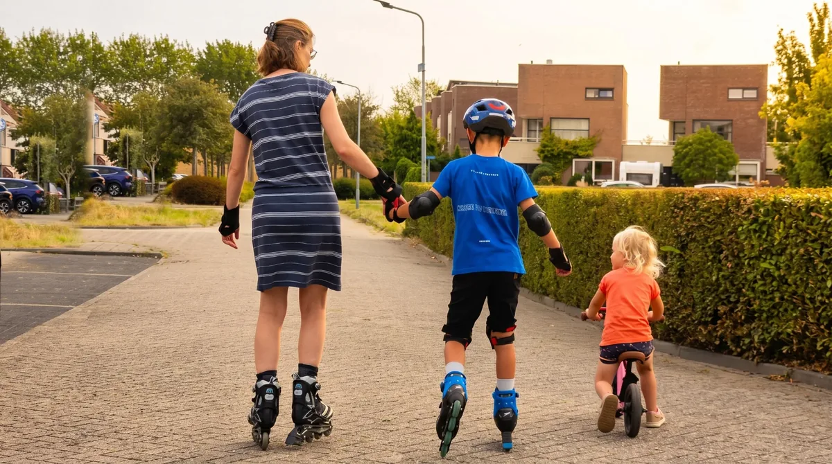 Gezinsmoment op straat